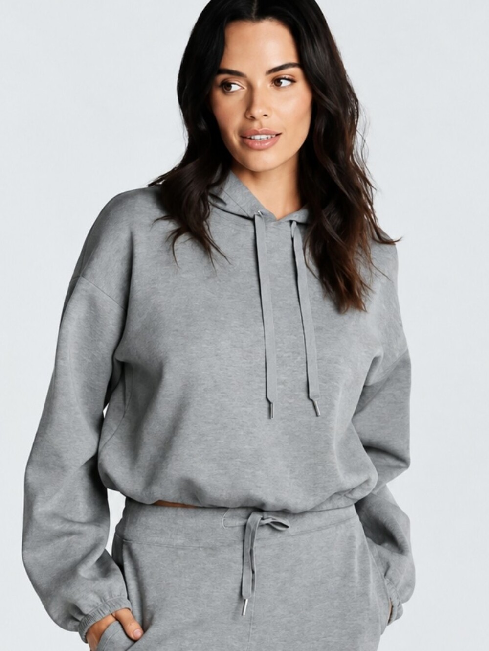 Spanx Air Essentials Cropped Hoodie Gray Heather NWT $110 MSRP Size Small